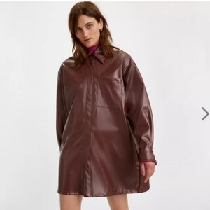 Levi's Made & Crafted Shirred Snap Front Faux Leather Dress